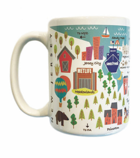 New Jersey Town Map Mugs