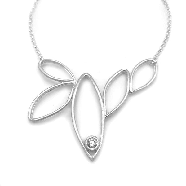 Nature-Inspired Pure Silver 5 Leaf Necklace