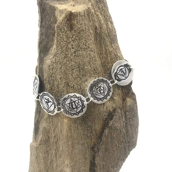 Sterling Silver Chakra Bracelet Yoga Jewelry