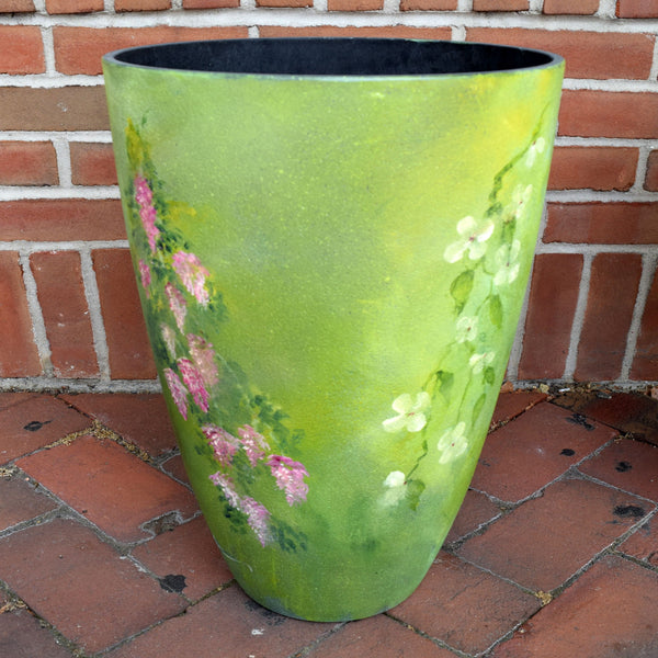 hand-painted tall flower planter by Susan's Art of NJ