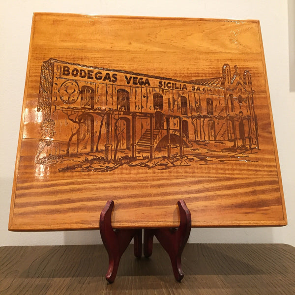 Bodega Vega Sicilia placemat and cheese board created by Satterfield Originals