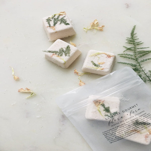 Flora fern serene fusion shower steams by Cleanse Gourmet