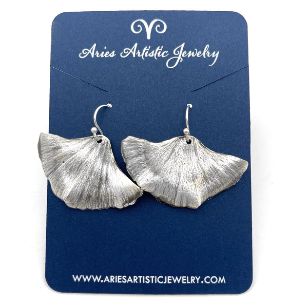 Silver Ginkgo Leaf Earrings Nature Jewelry