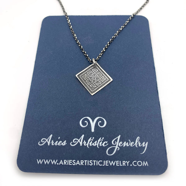 Sterling Silver Diamond Shaped Celtic Knot Necklace