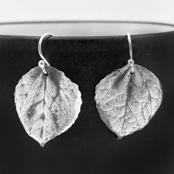 Sterling Silver Aspen Leaf Earrings