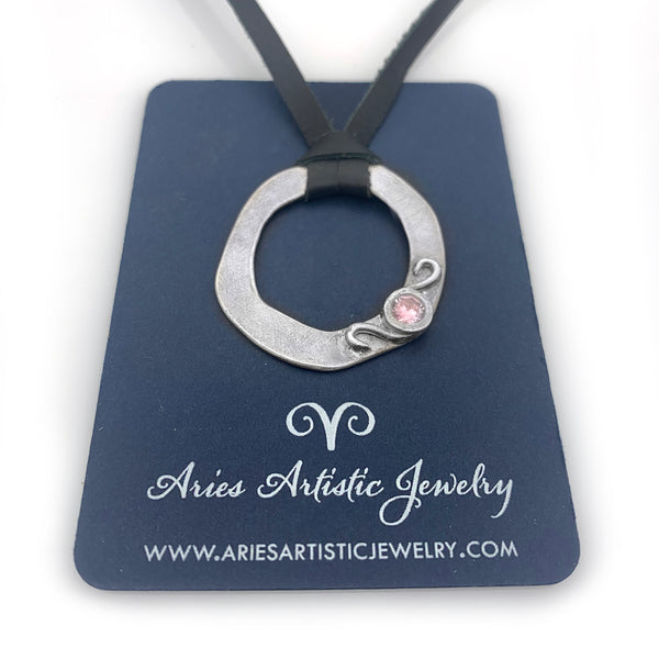 Sterling Silver Eyeglass Holder Necklace CZ Pink Sapphire