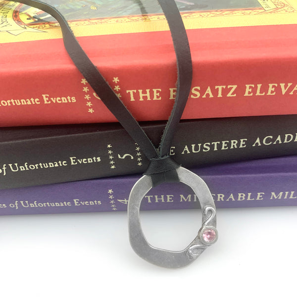 Sterling Silver Eyeglass Holder Necklace CZ Pink Sapphire