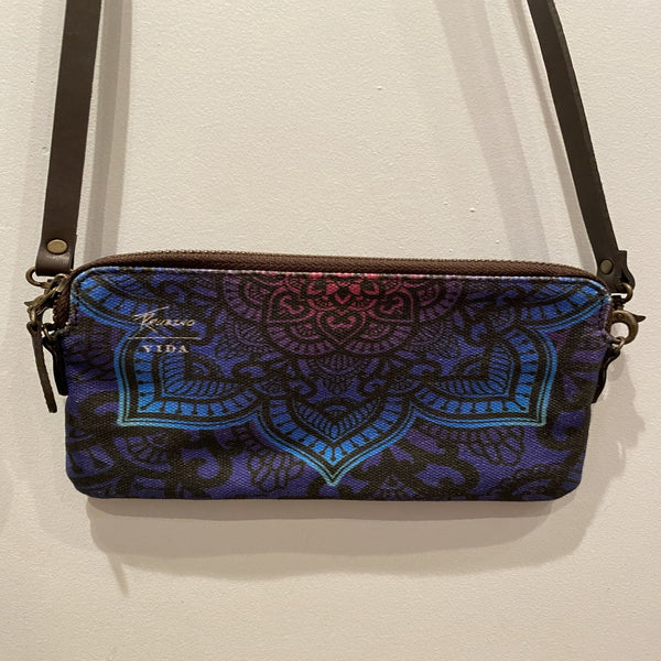 Crossbody bag with blue artwork by NJ artist Tony Rubino custom creations