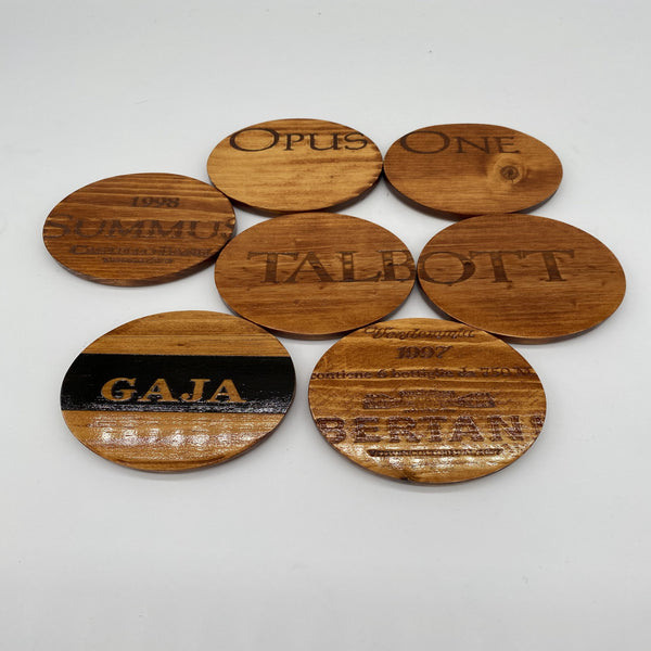 Wine themed coasters created by Satterfield Originals