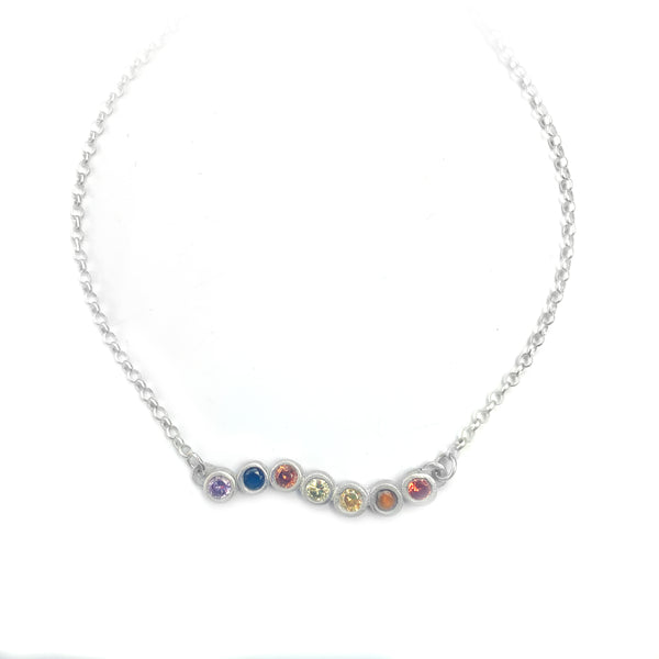 Gemstone Bar Necklace Rainbow Jewelry
