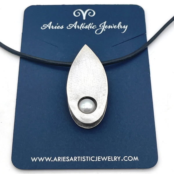 Sterling Silver Teardrop Shadow Box with Freshwater Pearl