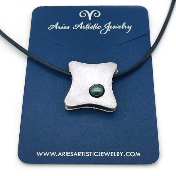 Sterling Silver Square Shadow Box with Freshwater Pearl
