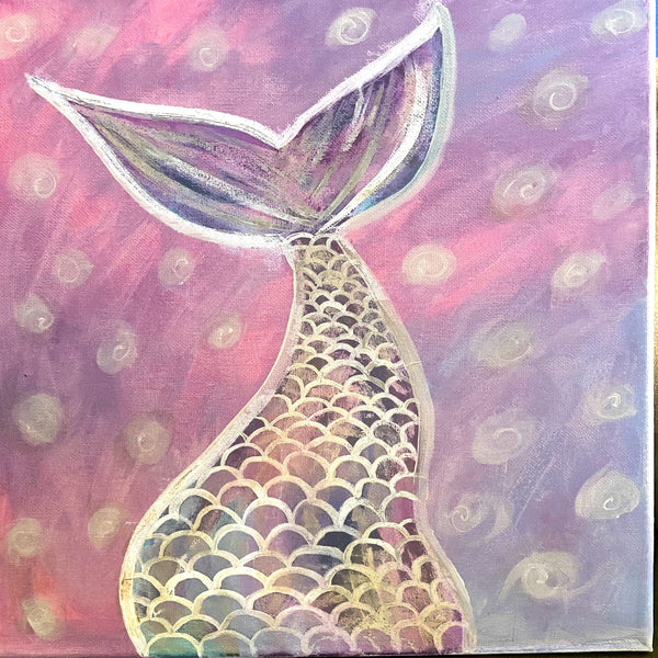 Mermaid theme Art Parties for kids or adults taught by Laura from Andromeda's Attic