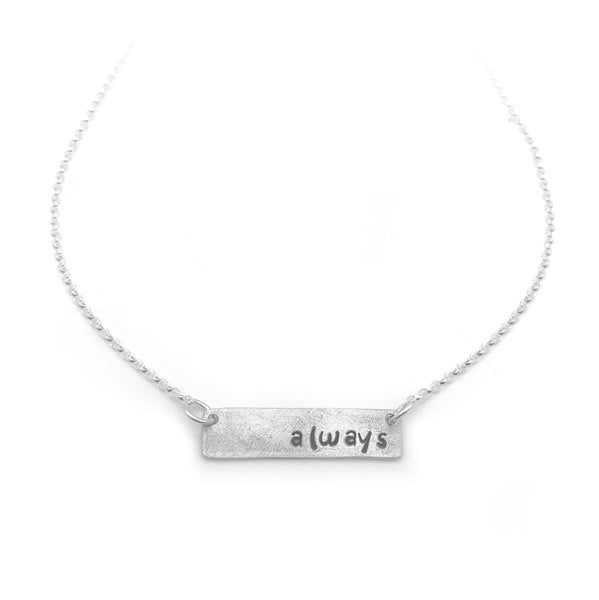 "always" Word bar necklace sterling silver jewelry by NJ artist