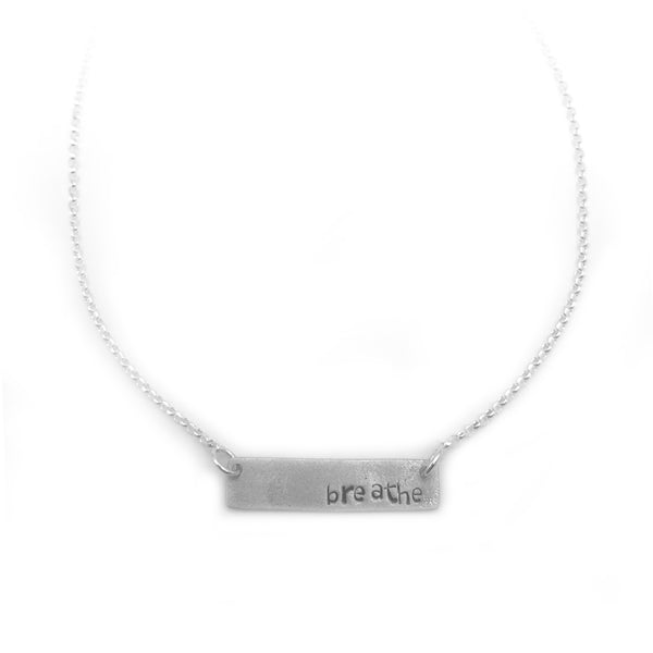 breathe Word bar necklace sterling silver jewelry by NJ artist