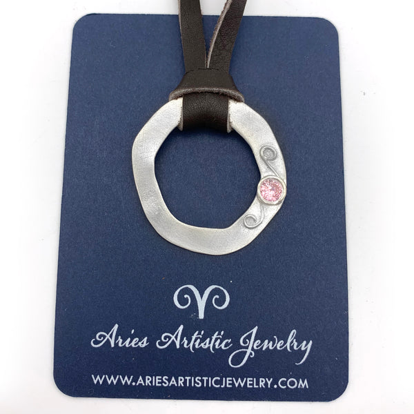 Sterling Silver Eyeglass Holder with CZ Pink Sapphire Swirl Design