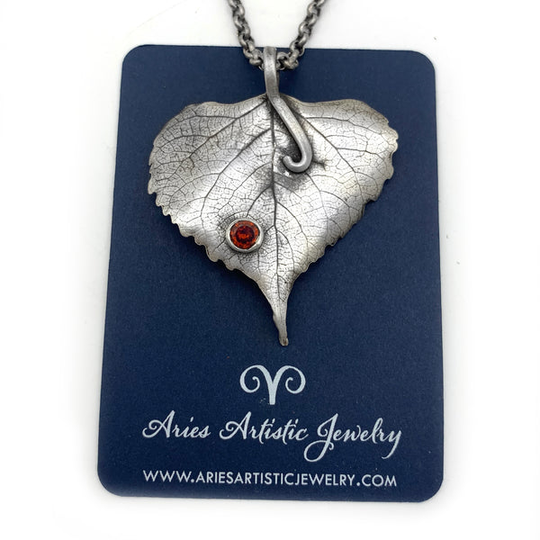 Fine Silver Rounded Colorado Leaf Necklace