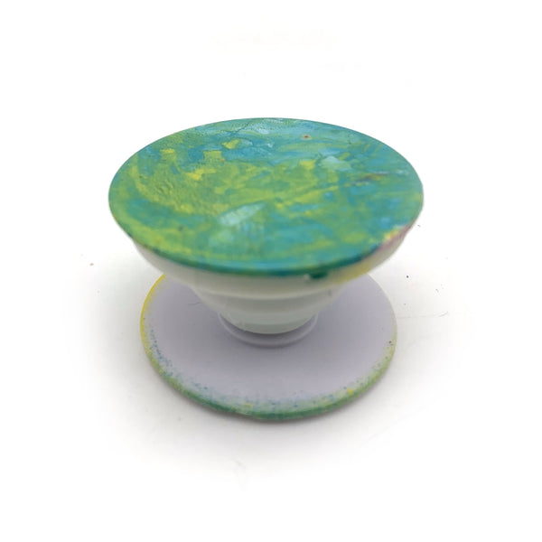 Hydro Dipped Custom Phone Grip Swirls in Green & Yellow