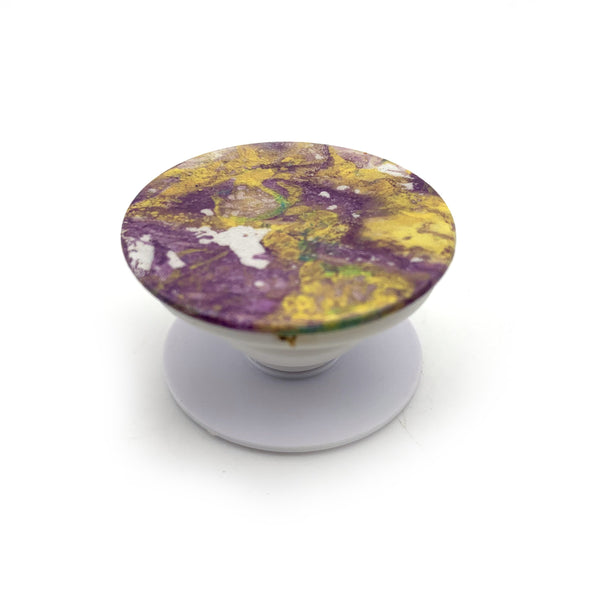 Hydro Dipped Custom Phone Grip Swirls in Purple Yellow & White