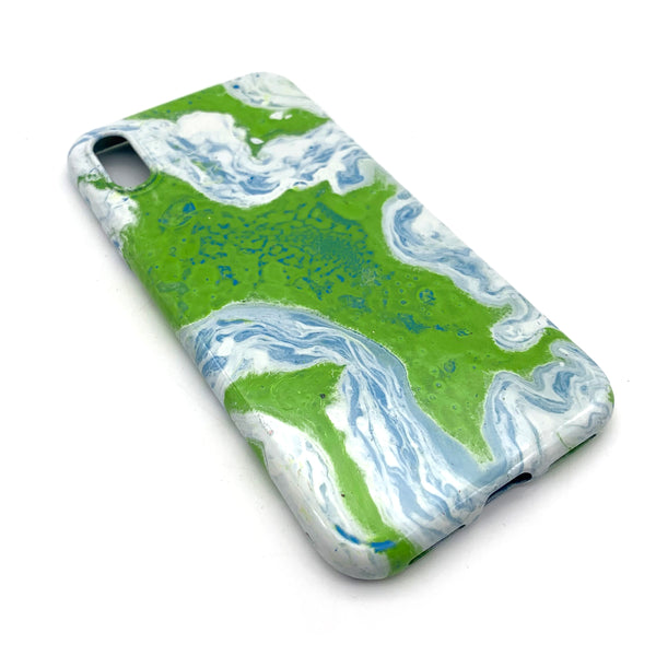 Hydro Dipped Phone Cases in Green White and Blue - iPhone X and XS