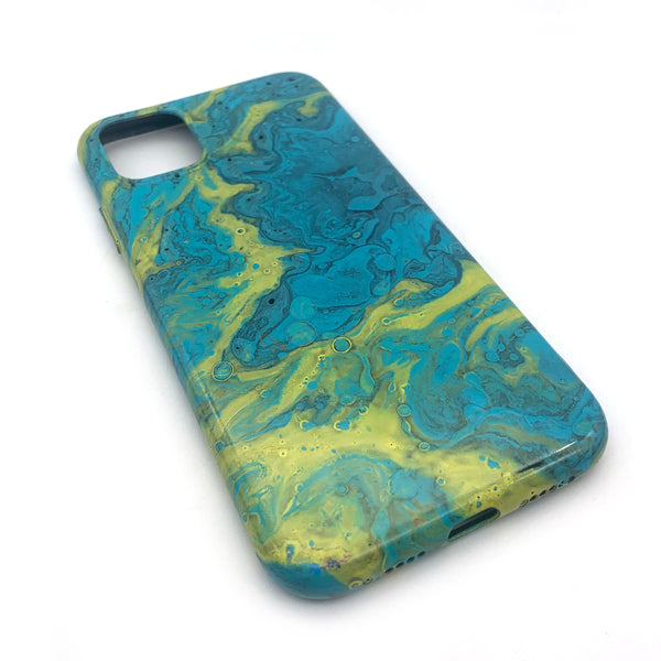 Hydro Dipped Phone Cases in Aqua Yellow and Black - iPhone 11