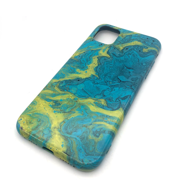 Hydro Dipped Phone Cases in Aqua Yellow and Black - iPhone 11