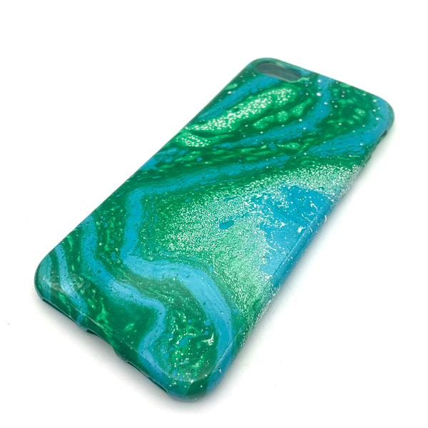 Hydro Dipped Phone Cases in Green Blue and White- iPhone 7, iPhone 8, iPhone SE (2020)