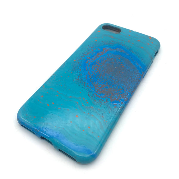 Hydro Dipped Phone Cases in Blue Aqua and Orange- iPhone 7, iPhone 8, iPhone SE (2020)