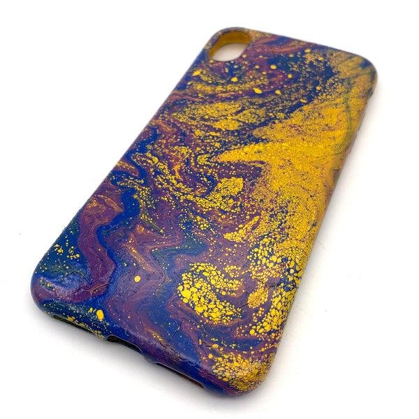 Hydro Dipped Phone Cases in Golden Yellow, Blue and Purple - iPhone XR