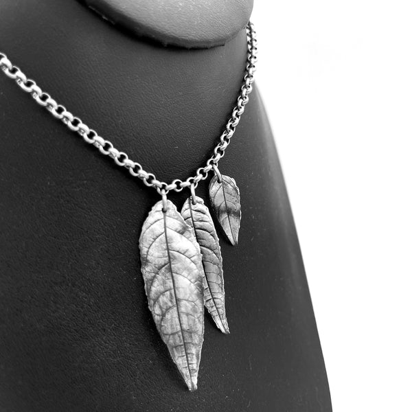 Three Leaf Pure Silver Necklace