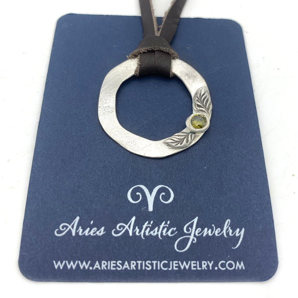 Eyeglass Holder Sterling Silver CZ Peridot with Leaves Necklace