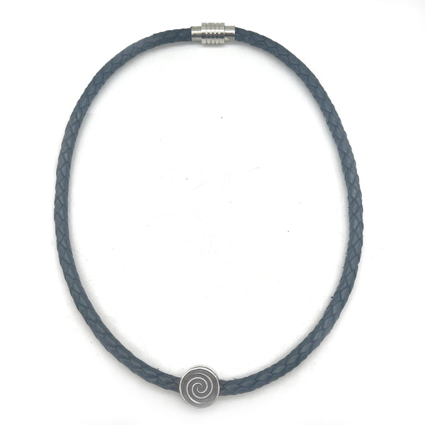 Two Sided Braided Leather Swirls Necklace