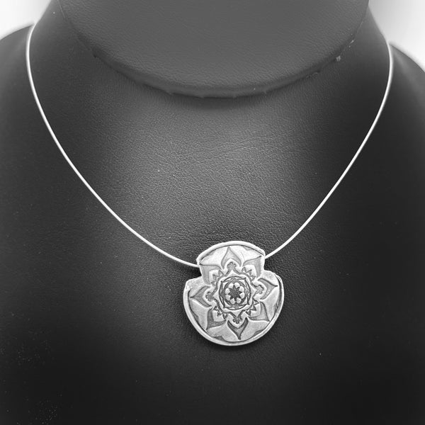 Sterling Silver Lentil Bead Reversible Mandala Necklace