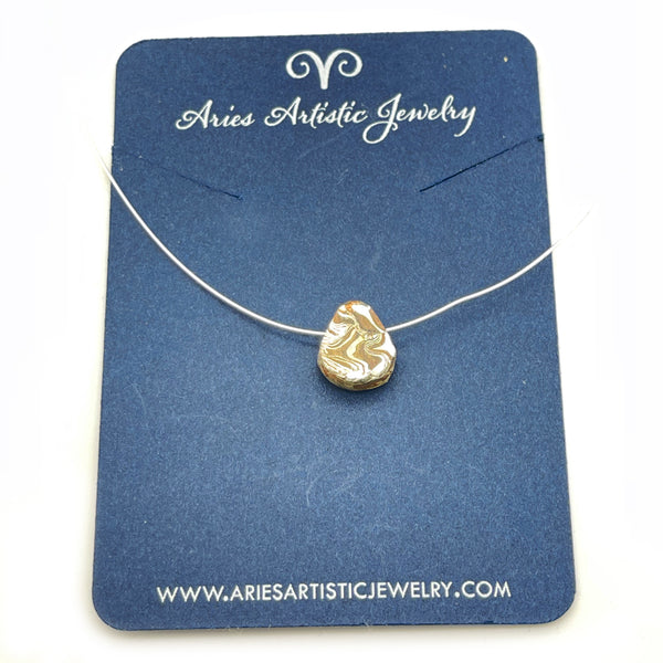 Mokume Gane Copper & Pure Silver Teardrop Necklace