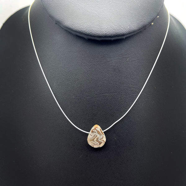 Mokume Gane Copper & Pure Silver Teardrop Necklace