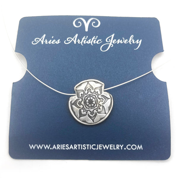 Sterling Silver Lentil Bead Reversible Mandala Necklace