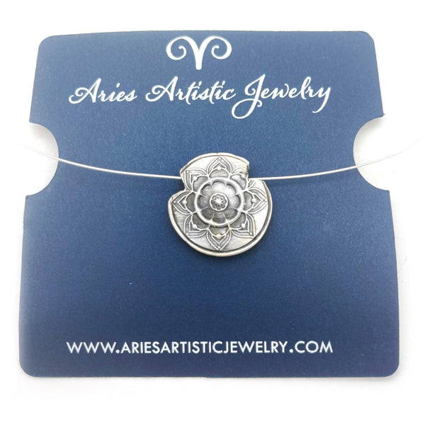 Sterling Silver Lentil Bead Reversible Mandala Necklace