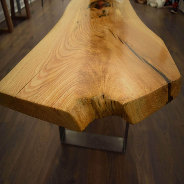 ash wood coffee table or bench with metal legs created by RDK from NJ