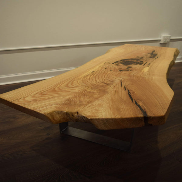 ash wood bench or coffee table with metal legs created by RDK from NJ