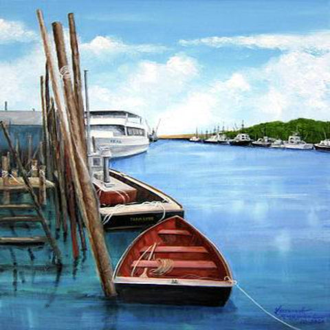 Belford Fishing port by oil painter Leonardo Ruggieri