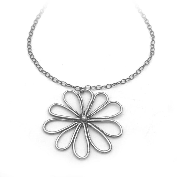 Whimsical Large Round Flower Necklace Botanical Jewelry