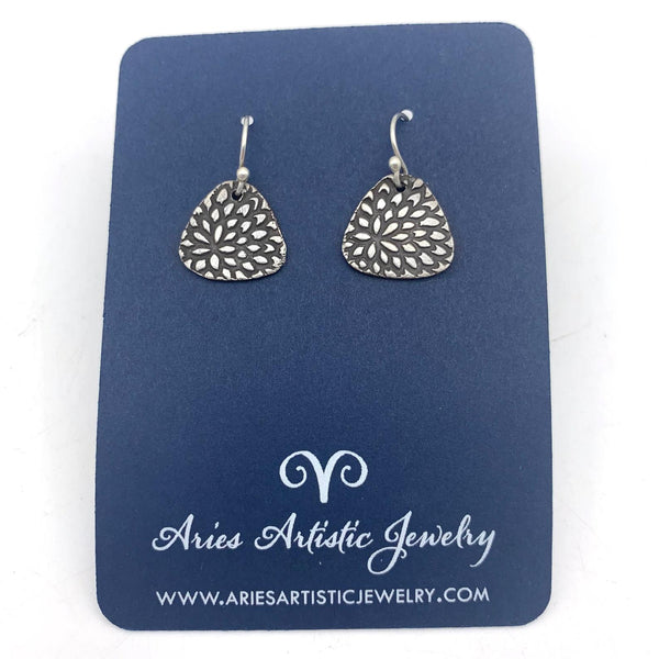 Small Triangular Earrings with Floral Design