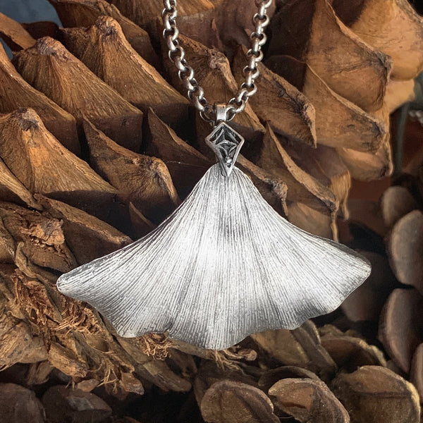 Silver Ginkgo Leaf Necklace Nature Jewelry