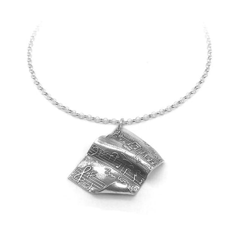 Sterling Silver Horizontal Music Sheet Necklace