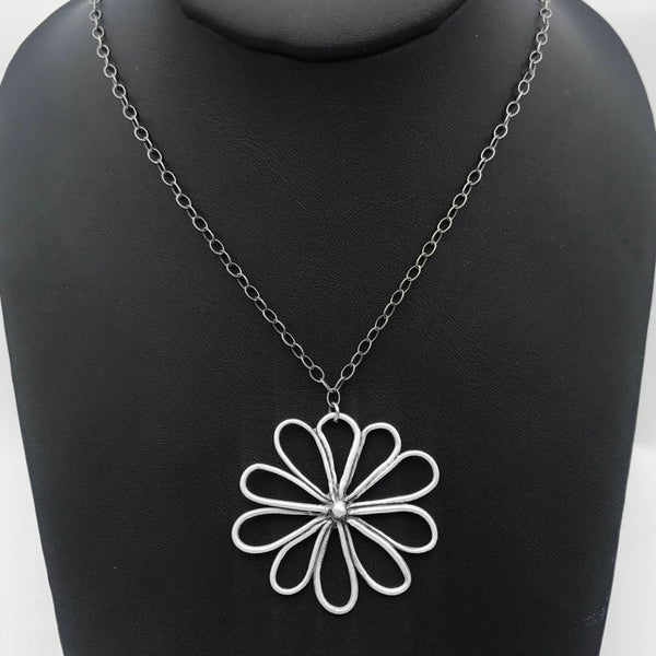 Whimsical Large Round Flower Necklace Botanical Jewelry