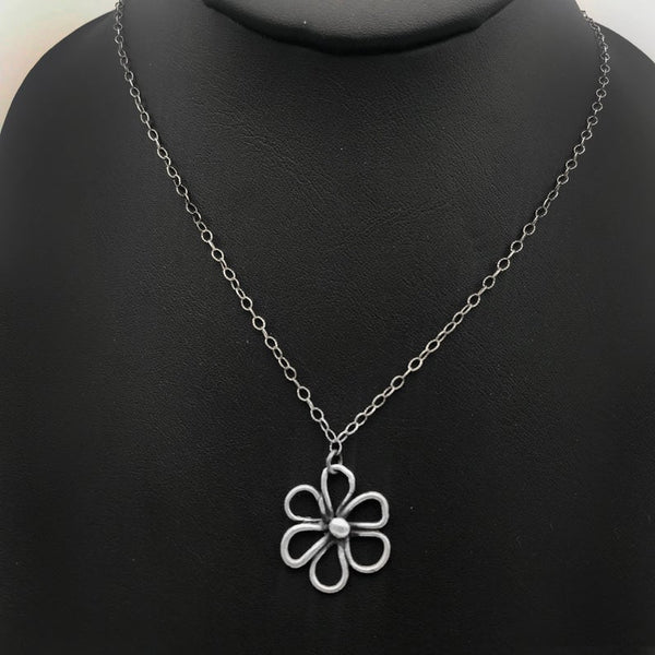 Tiny Round Flower Necklace Nature Jewelry