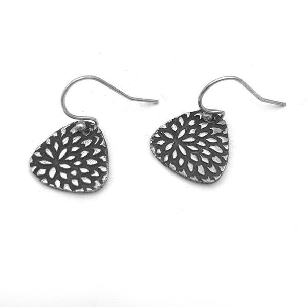 Small Triangular Earrings with Floral Design