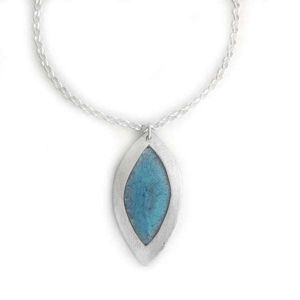 Stained Glass Sterling Silver Leaf Necklace
