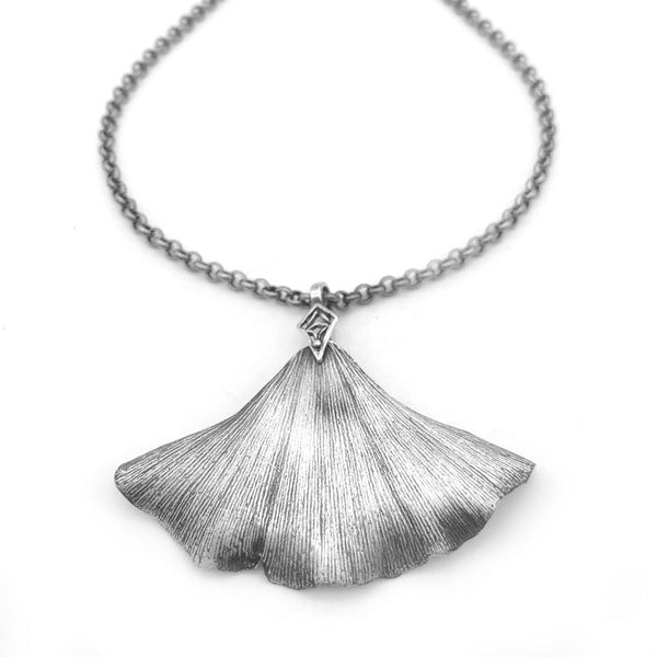 Silver Ginkgo Leaf Necklace Nature Jewelry