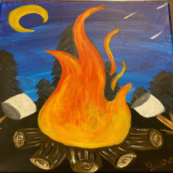 Camping theme Art Parties for kids or adults taught by Laura from Andromeda's Attic